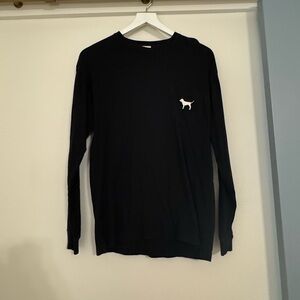PINK Victoria's Secret Black Long Sleeve Tee with Dog Emblem- XS